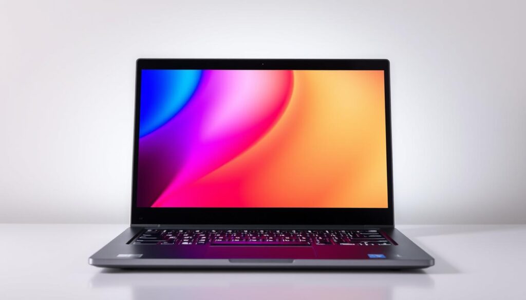 Lenovo Slim 5 display with vibrant colors and crisp text